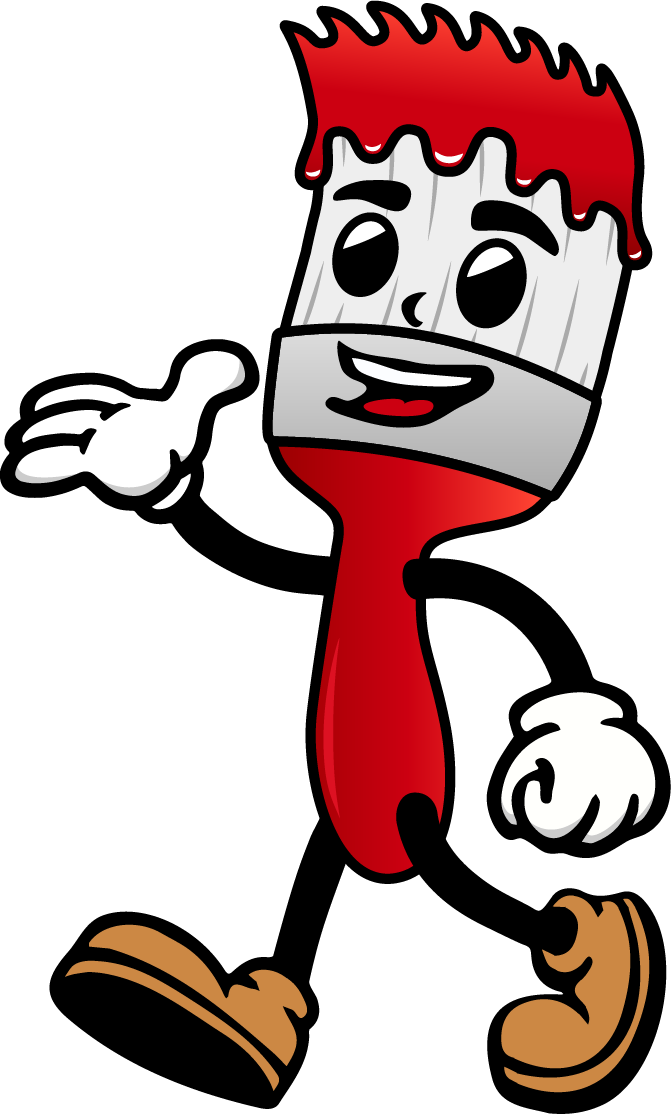 A cartoon paintbrush character